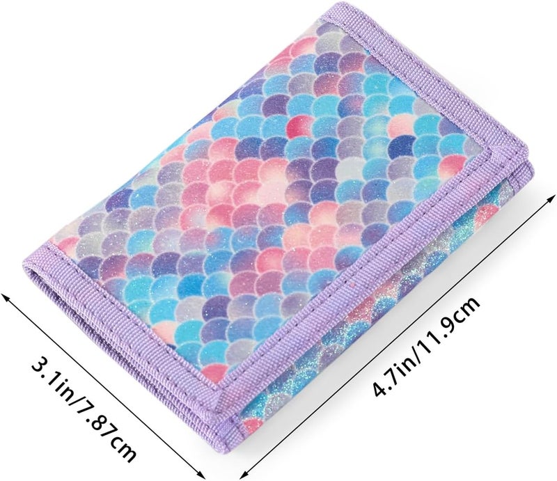 Nitort Wallet,RFID Trifold Canvas Outdoor Sports Wallets for Kid,Lovely and Novelty Wallet with Zipper for Kids- Front Pocket Wallet with Magic Sticker(Rainbow Bling KW03) - Image 1